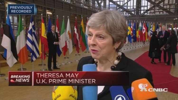 UK PM May on tariffs, Russia and Brexit