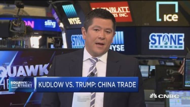 Kudlow vs. Trump on China trade from CNBC about 7 years ago