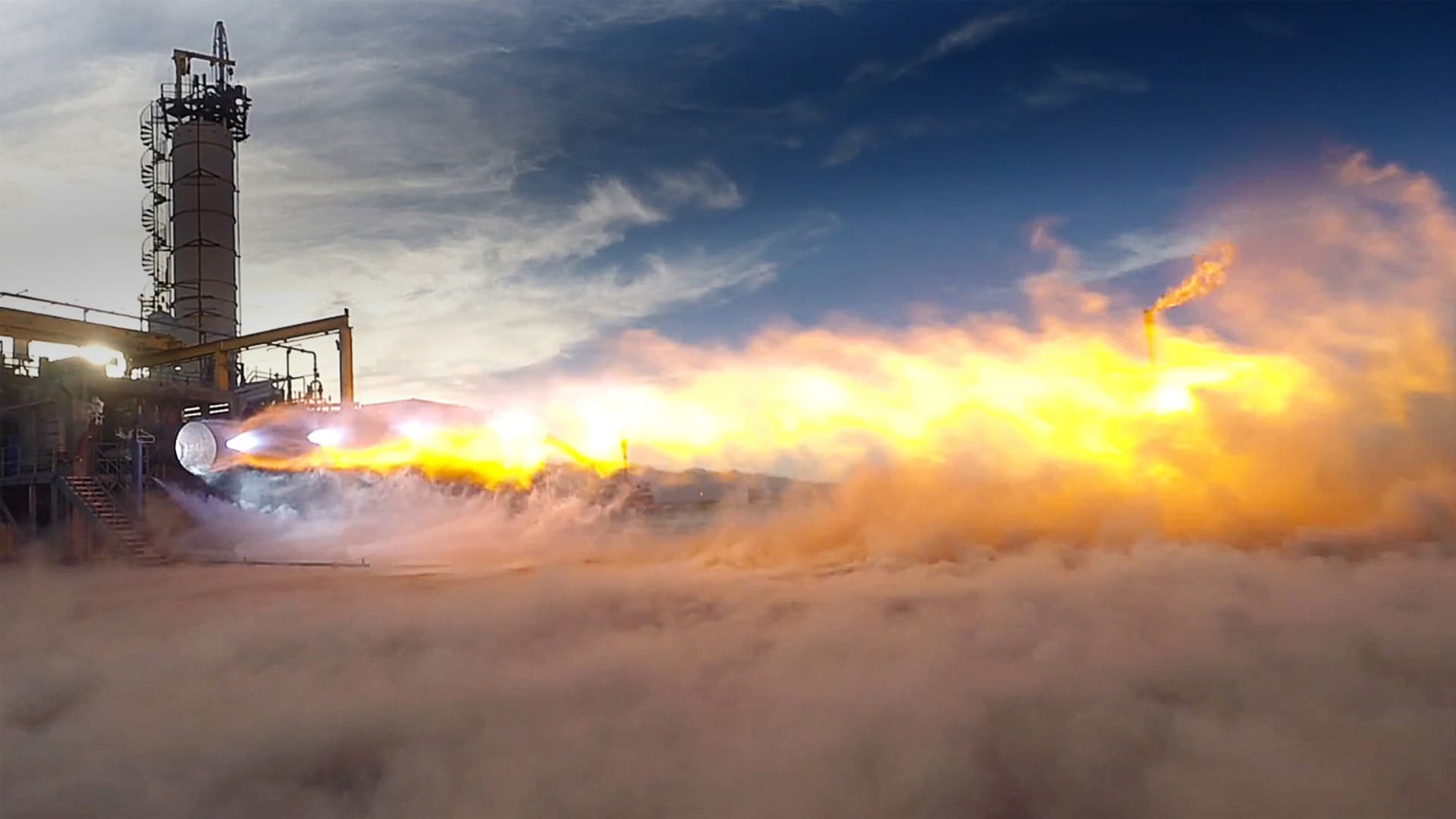 BE-4 engine test at Blue Origin's West Texas launch facility.