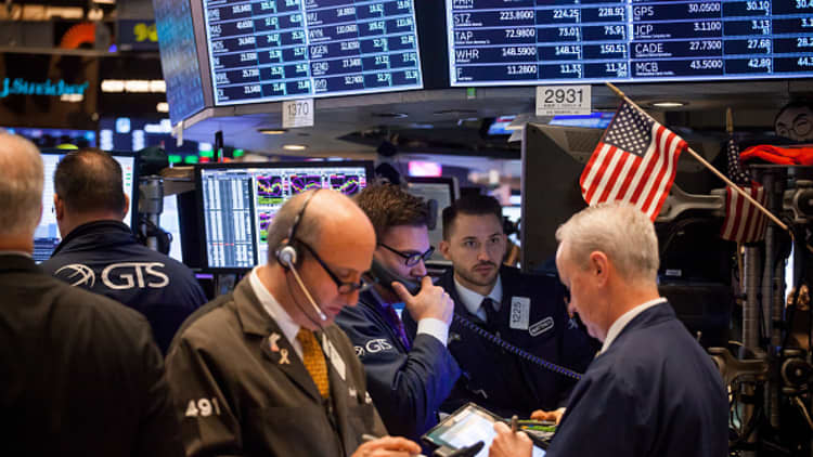 U.S. stocks trade lower as rising rates spook investors