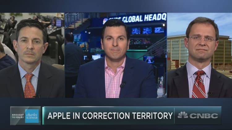 Apple is in correction territory just days ahead of earnings. Here’s how to trade it