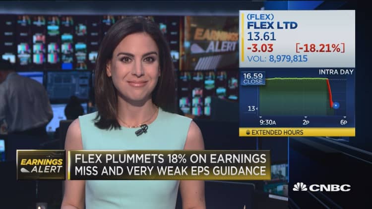 Flex plummets on earnings miss, weak earnings guidance