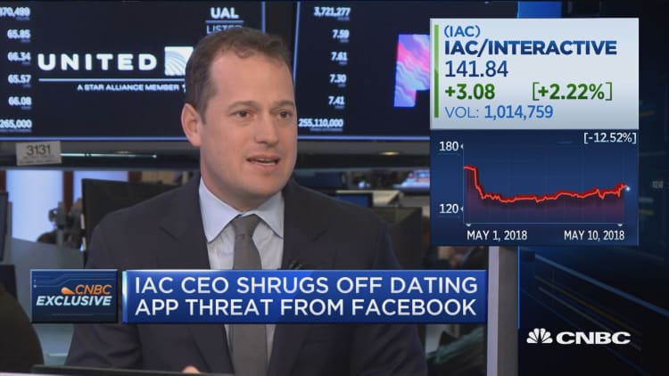 IAC CEO shrugs off dating app threat from Facebook