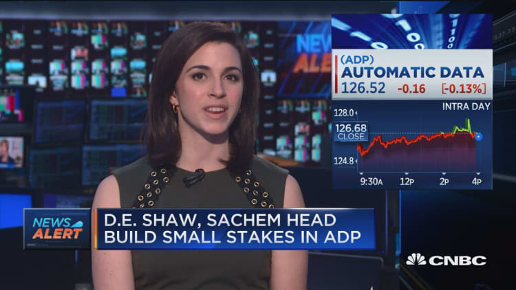 D.E. Shaw, Sachem head build small stakes in ADP