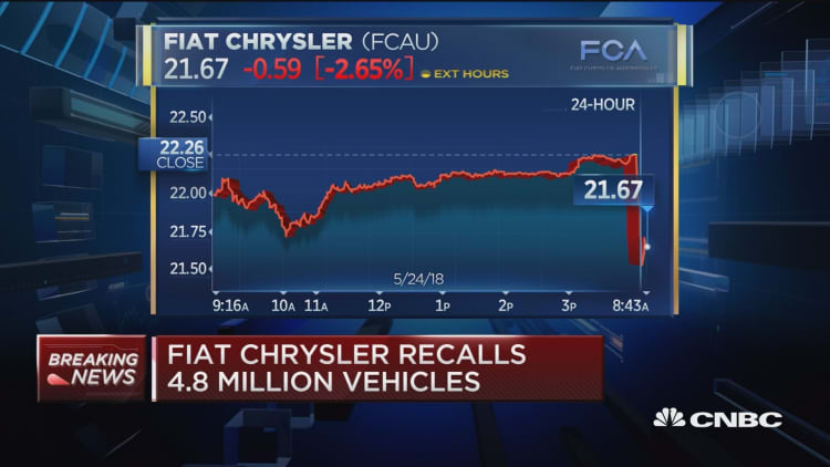 Fiat Chrysler recalls 4.8 million vehicles made between 2014 and 2018