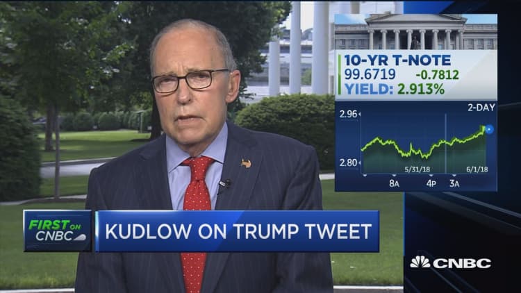 Kudlow; I don't think Trump's tweet gave anything away