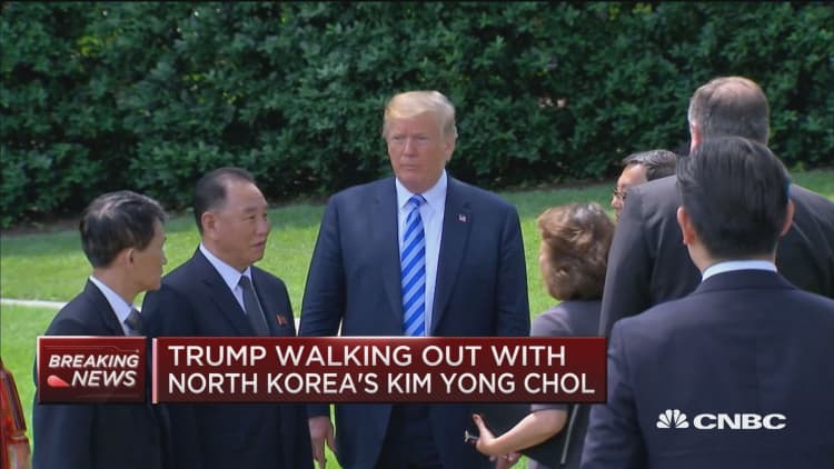 Trump walks North Korea's Kim Yong Chol out of White House