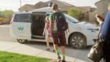 Students use the Waymo driverless vehicles to get to school.
