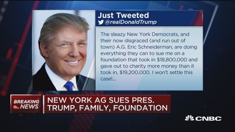 Trump tweets about New York AG lawsuit
