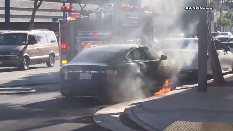 Tesla fire sparks investigation