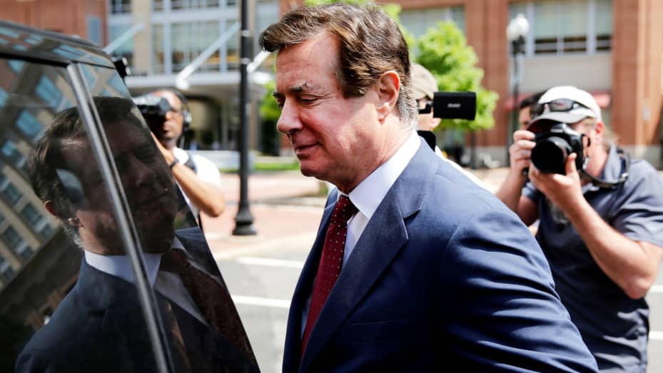 President Trump's former campaign manager Paul Manafort departs U.S. District Court after a motions hearing in Alexandria, Virginia, May 4, 2018.