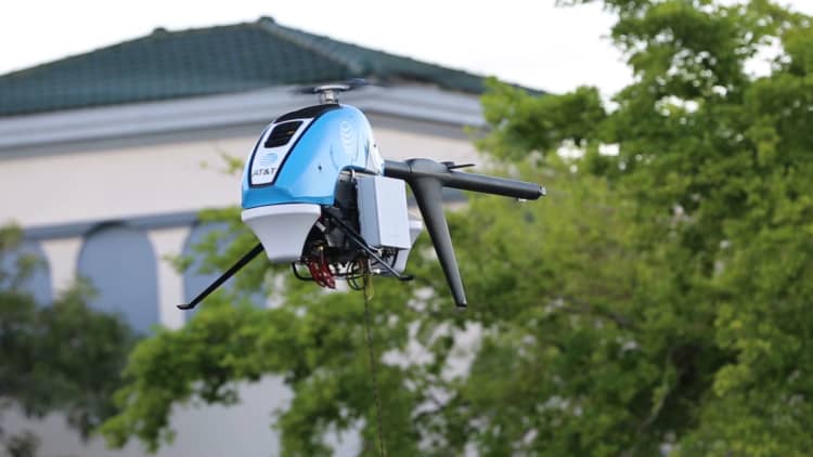 Phone service after a disaster is imperative and AT&T and Verizon are using drones that will help
