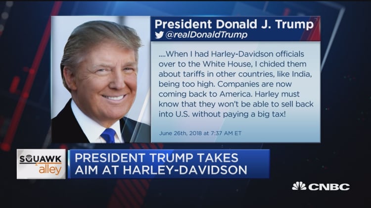 Trump takes aim at Harley-Davidson on Twitter