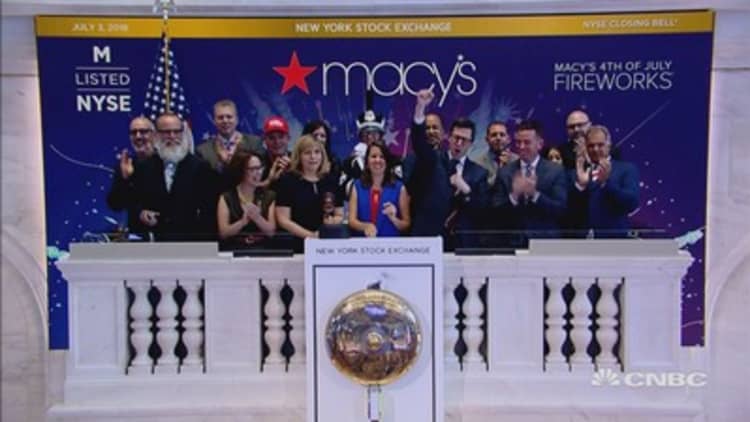 Macy's executives ring the closing bell at the NYSE in celebration of Independence Day