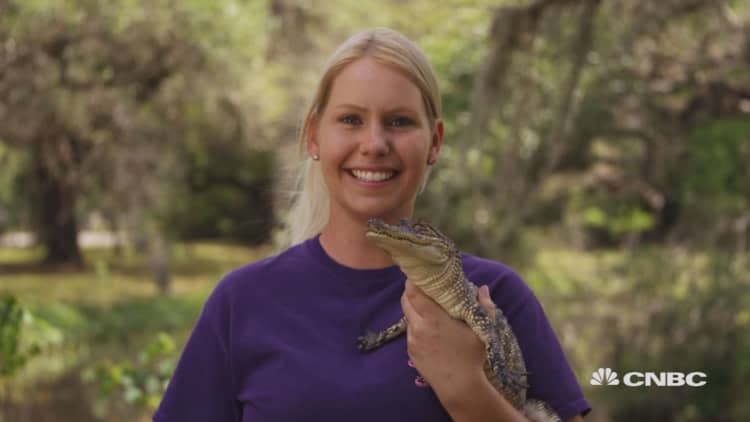 Christy Kroboth — a.k.a. “Gator Girl” — gets paid to wrestle alligators