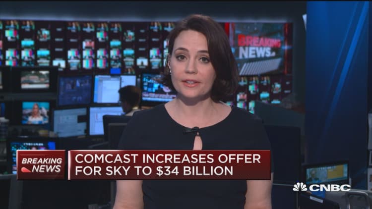 Comcast increases bid for Sky to $34 billion