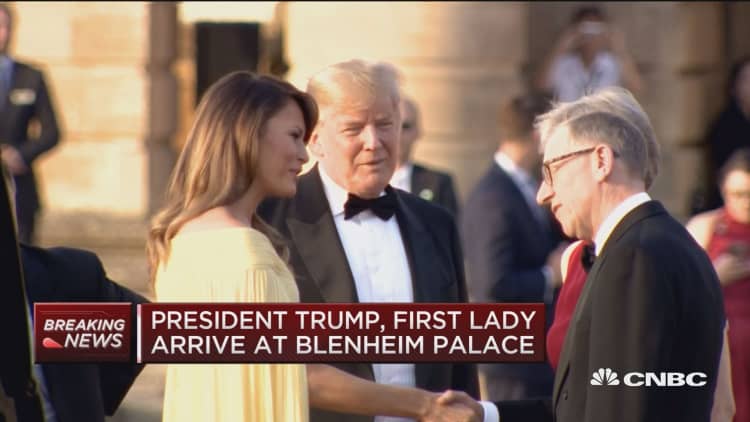 President Trump arrives at Blenheim Palace