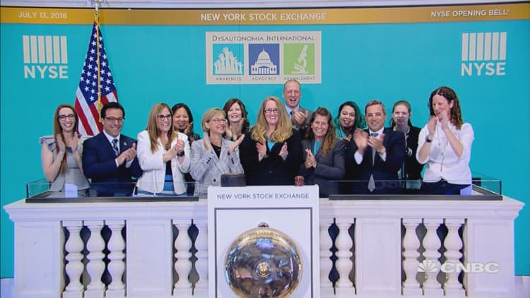Guests of Dysautonomia International ring in Friday's trading session at the NYSE