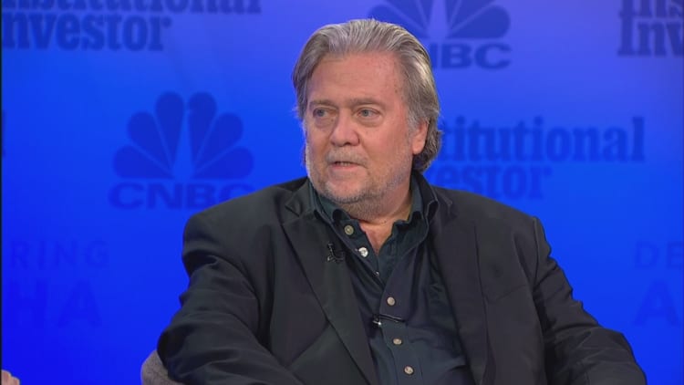 Steve Bannon takes the stage at Delivering Alpha