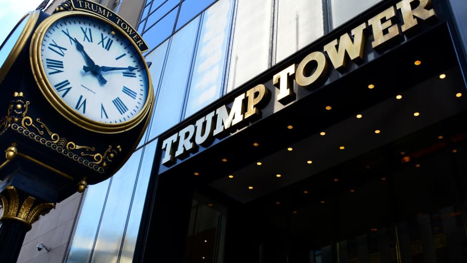 The public entrance to Trump Tower on Fifth Avenue in New York.