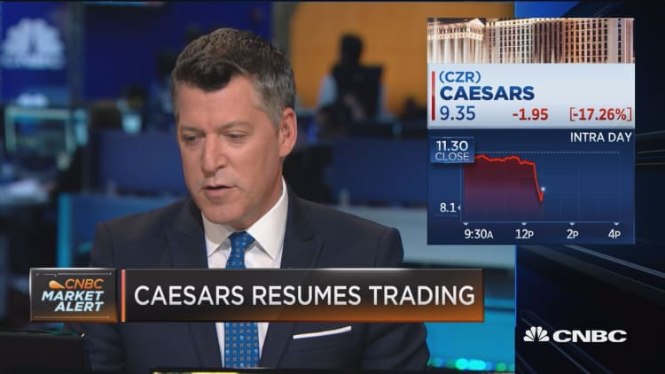 Caesars resumes trading, fall result of bookings