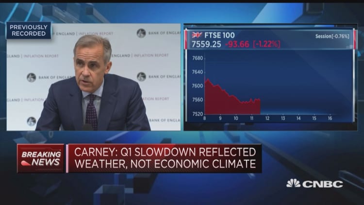 Global growth still expected to boost UK activity, Carney says