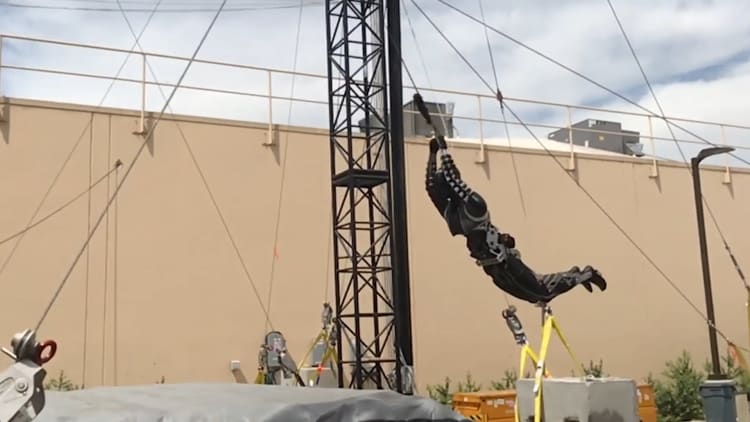 Watch Disney's "Stuntronics" robot catapult 60 feet in the air and perform daring acrobatics