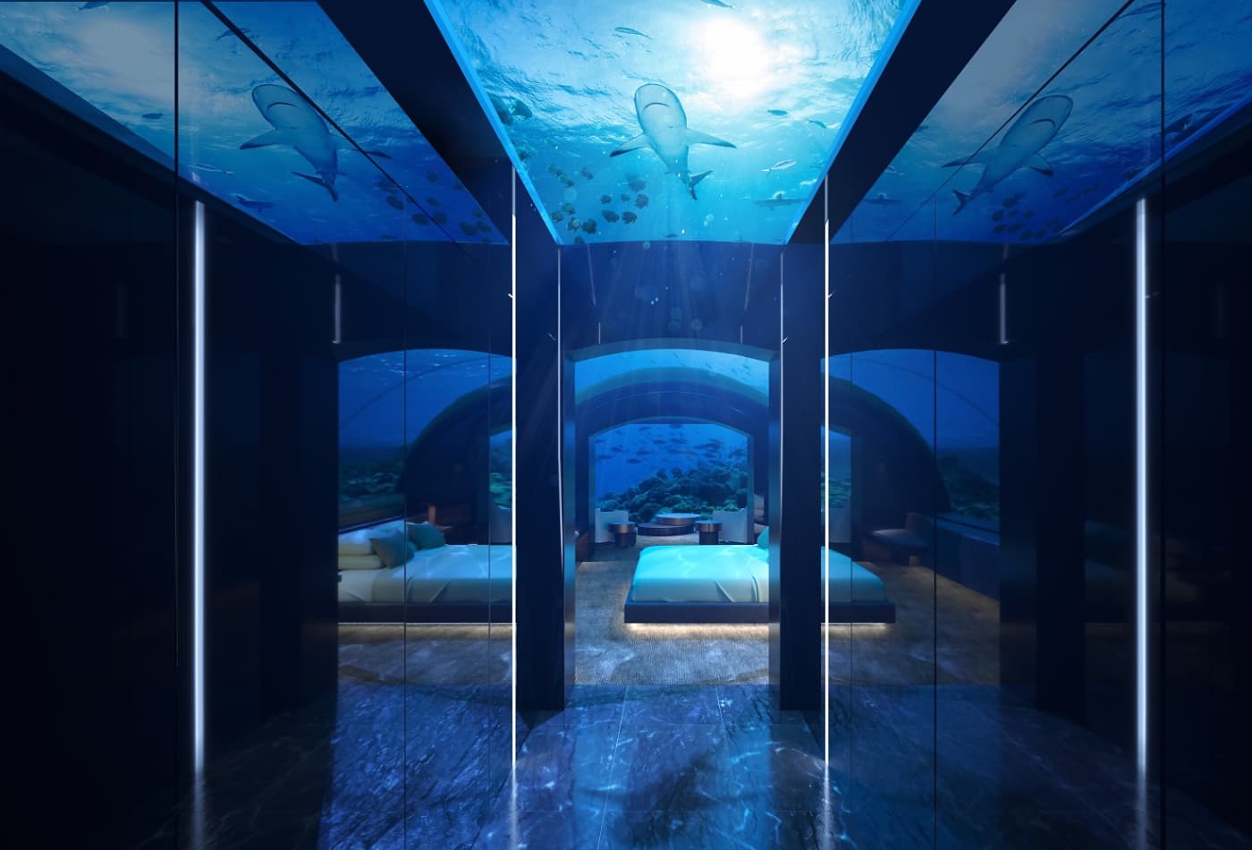 Photos World S First Glass Underwater Hotel Suite At Conrad