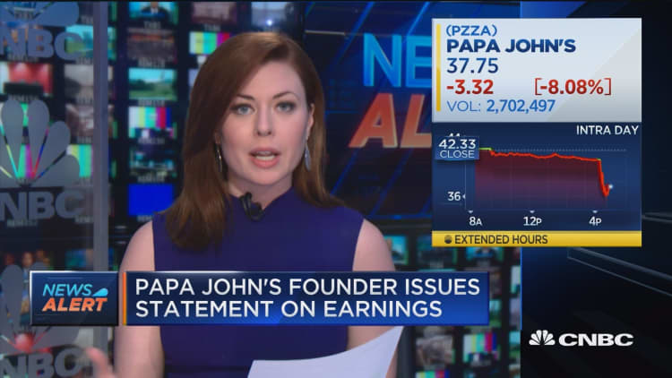 Papa John's founder issues statement on company's earnings