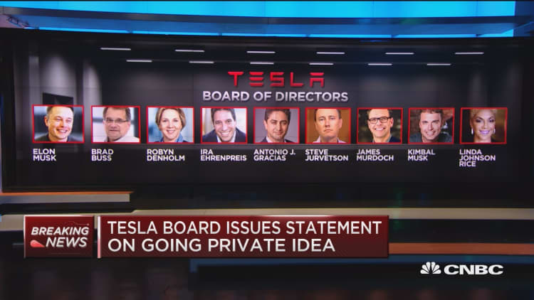 Tesla board evaluating idea of going private