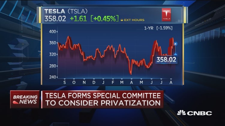 Tesla forms special committee to consider privatization