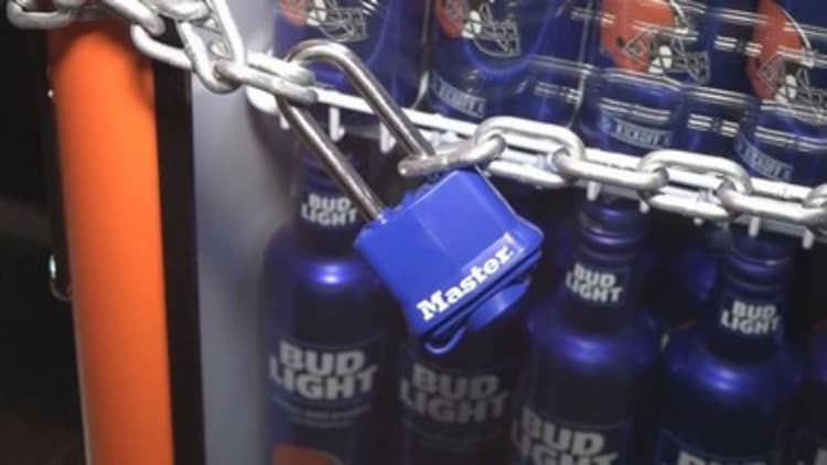 Bud Light places 'victory fridges' in Cleveland bars