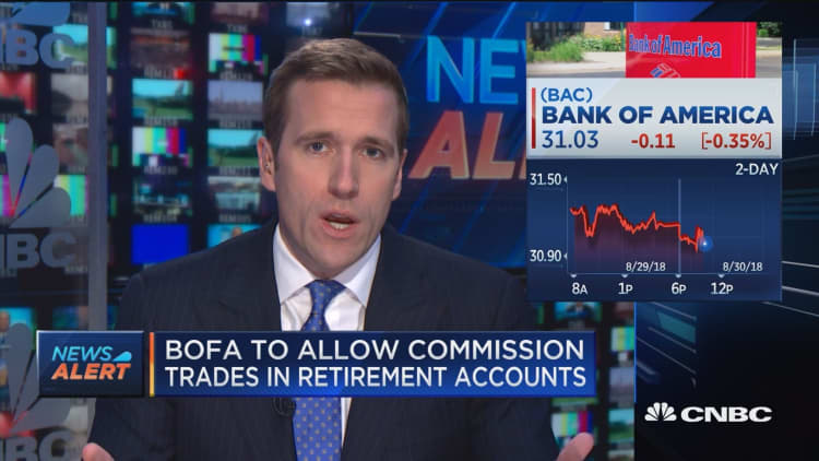 Bank of America to allow commission trades in retirement accounts