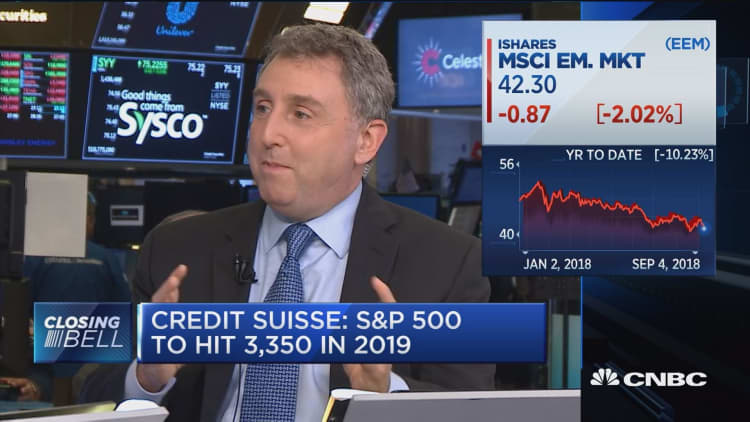 Credit Suisse: S&P 500 to hit 3,350 in 2019
