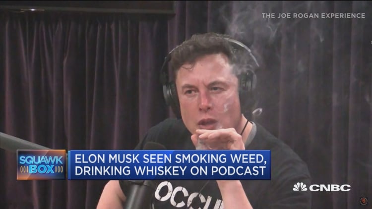 Elon Musk seen smoking weed on podcast