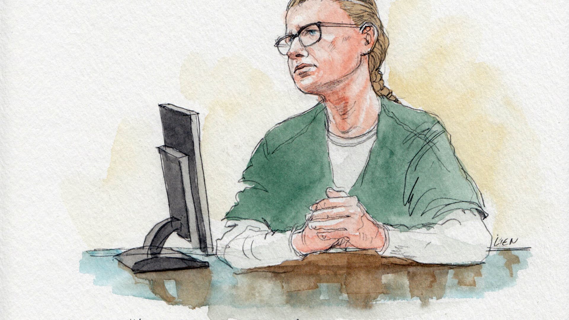 Sketches from the hearing at US District Court in DC for Maria Butina, September 10, 2018.