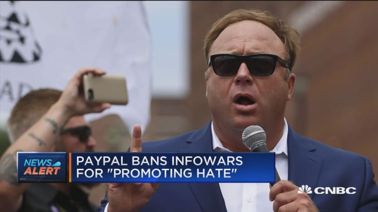 PayPal bans InfoWars for 'promoting hate'