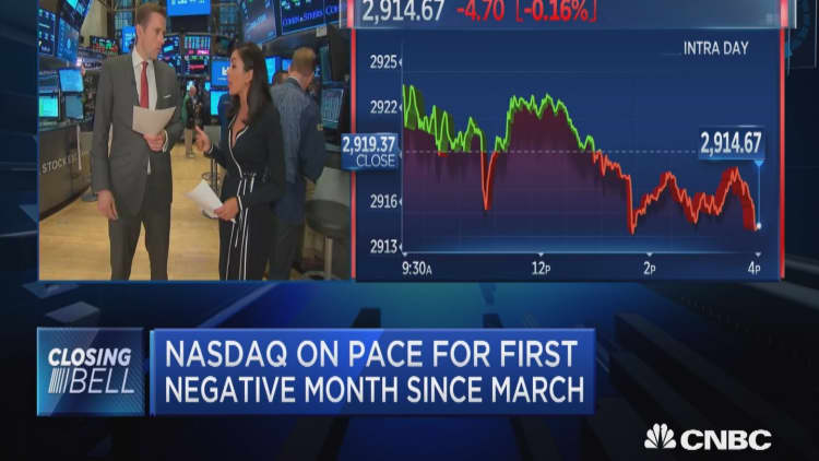 Nasdaq on pace for first negative month since March