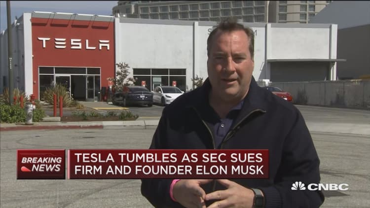 Tesla tumbles after SEC announces fraud charges