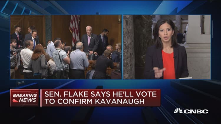 Sen. Jeff Flake says he'll vote to confirm Kavanaugh