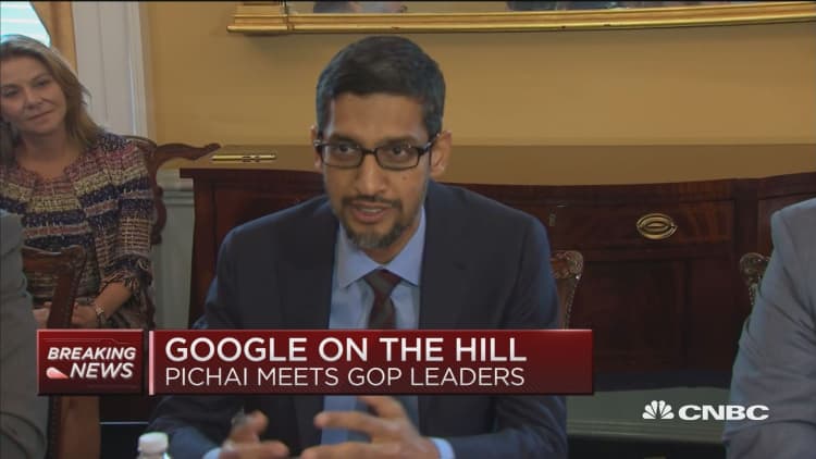 Google's Pichai and GOP leader McCarthy speak on Capitol Hill