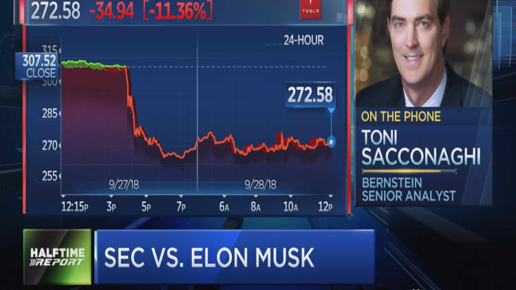 Tesla stock could fall more than 20 percent if Elon Musk ousted following securities fraud charges, analyst says