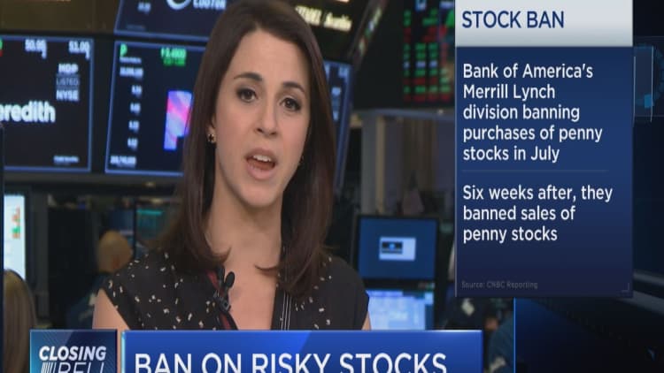 Bank of America bans penny stocks