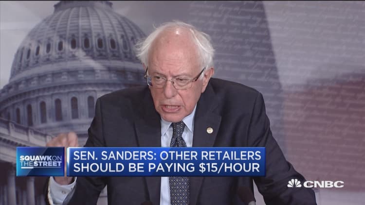 Sen. Sanders: Other retailers should be paying $15 per hour