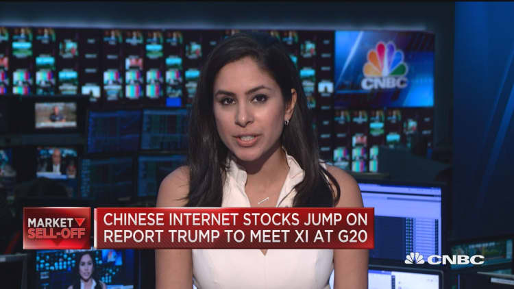 Chinese internet stocks jump on report Trump to meet Xi at G20