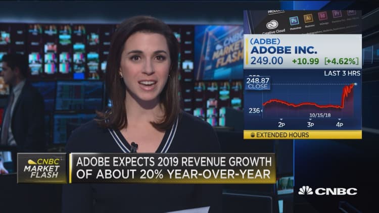 Adobe jumps after reaffirming 2018 revenue, EPS targets