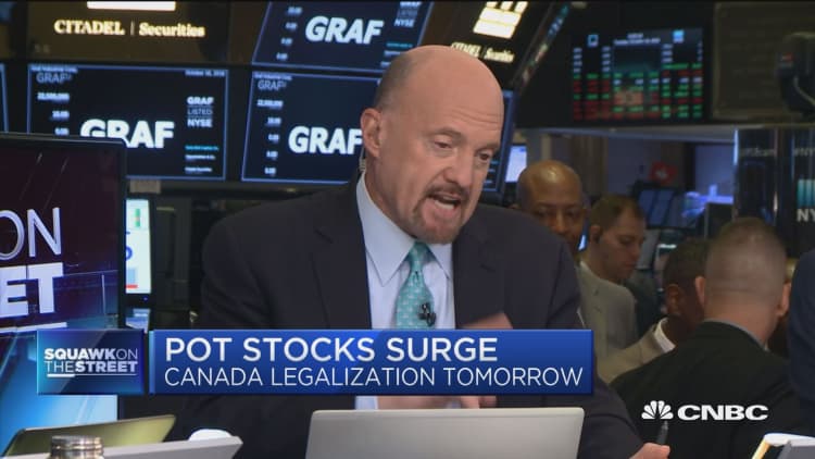 Short-term traders should sell into pot stocks surge, says Jim Cramer