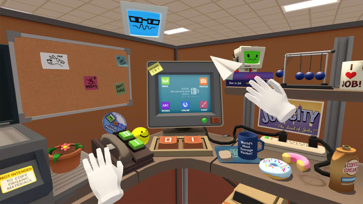 Image sourced from CNBC article titled Job Simulator: The 2050 Archives offers humans a glimpse of office work in a world where the machines have taken over