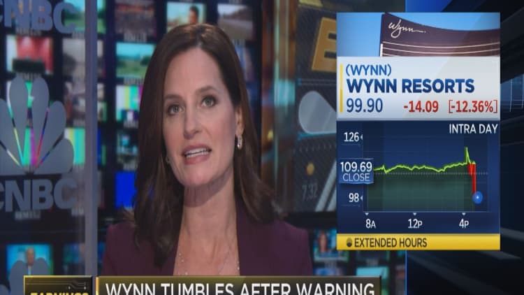 Wynn shares tumble after warning about Macau performance
