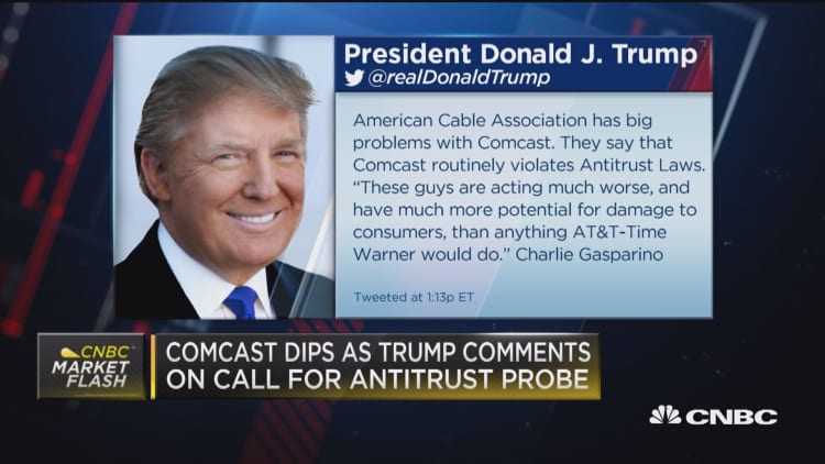 Comcast dips following Trump comments on antitrust probe